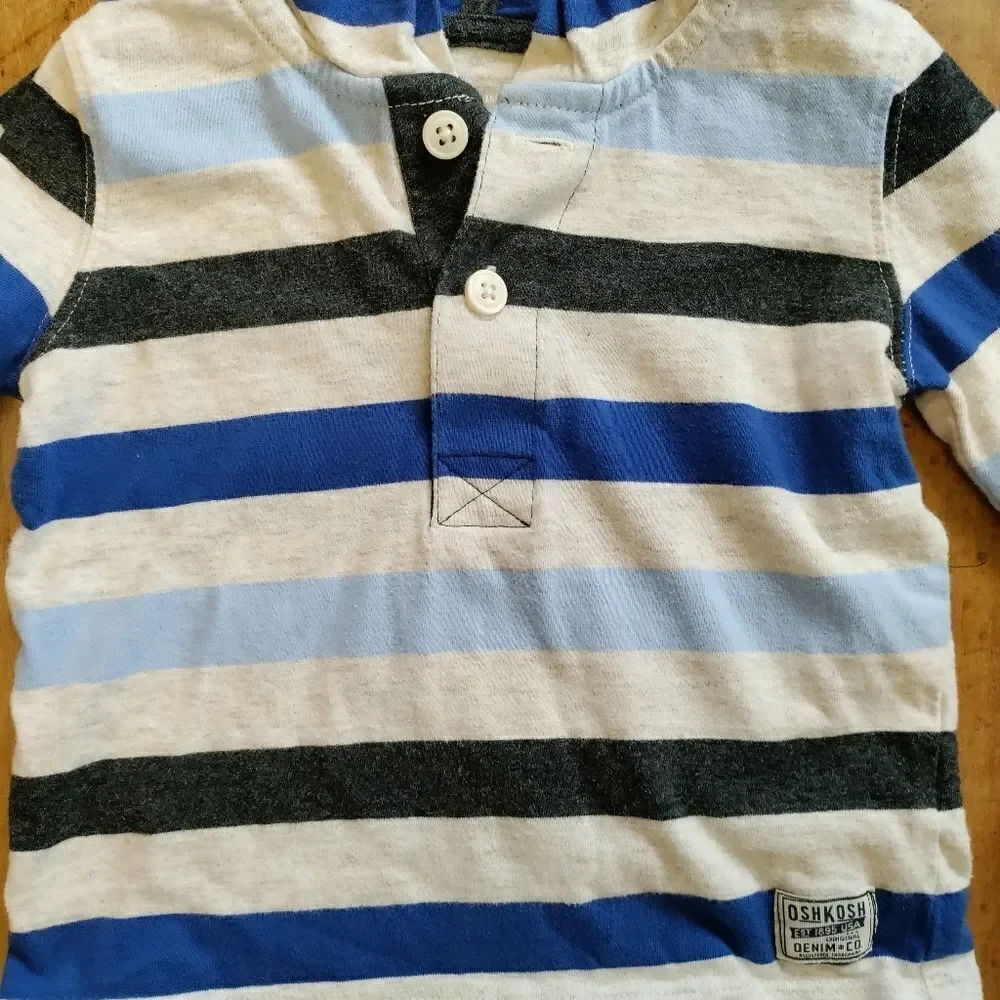 Oshkosh shirt size 18 months hoodie long sleev striped lightweight cotton hooded